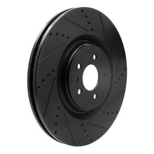 Ford Mustang Brake Rotor (1) - Front Right - R1 Concepts - Drilled & Slotted - Black - `13-`14